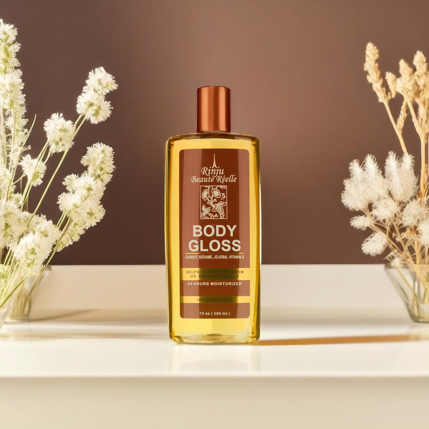 Rinju Beauté Réelle Body Gloss – 24-Hour Moisturizer for Radiant Skin (12 oz)